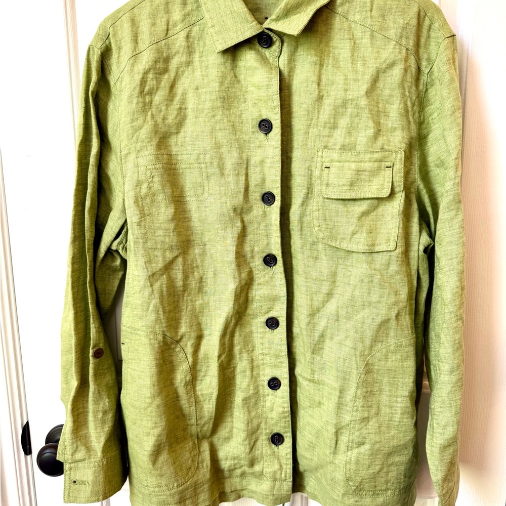 Coldwater Creek Green Shirt Jacket Relaxed Fit